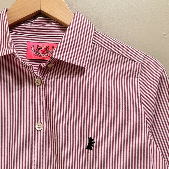Y2K Vintage Juicy Couture Pink and White Long Sleeve Shirt - Picture 2 of 7